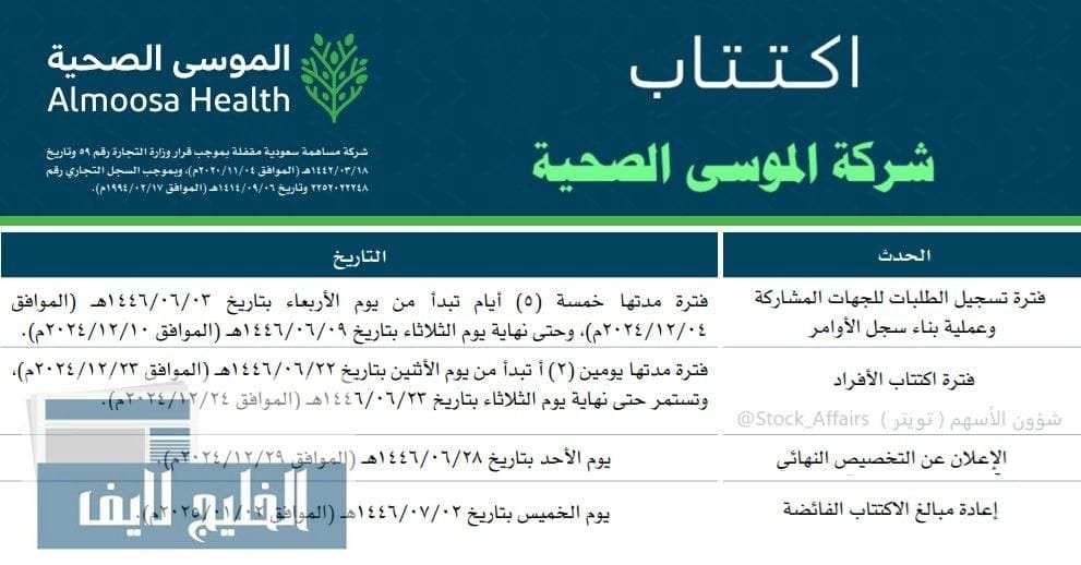اكتتاب الموسى وكيفية المشاركة فيه