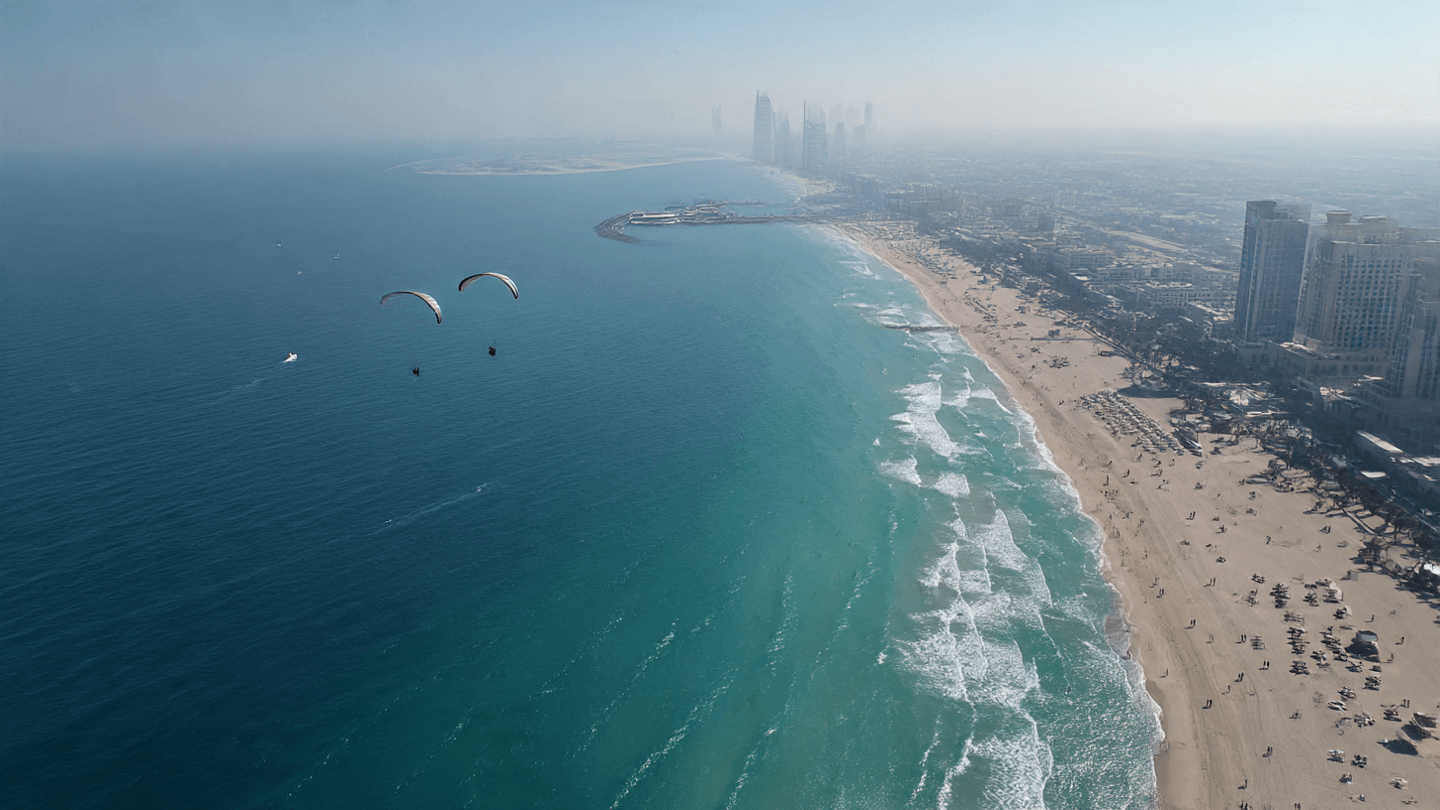 الطيران الشراعي الشاطئي في شاطئ جميرا رحلة مغامرة بإطلالات خلابة الطيران الشراعي الشاطئي في شاطئ جميرا